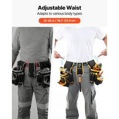 VEVOR Tool Belt, Magnetic Tool Pouch for Men, 28 Pockets Heavy Duty Adjustable Utility Belt Detachable Work Bag for