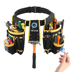 VEVOR Tool Belt, Magnetic Tool Pouch for Men, 28 Pockets Heavy Duty Adjustable Utility Belt Detachable Work Bag for