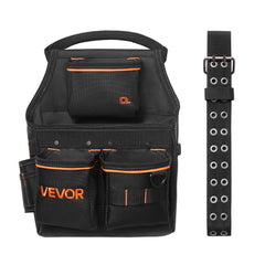 VEVOR Tool Pouch with Belt, 14 Pockets Professional Tool Belt Pouch for Men, Heavy Duty Detachable Adjustable Utility