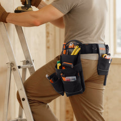 VEVOR Tool Belt, 18 Pockets Professional Tool Pouch for Men, Heavy Duty Adjustable Utility Belt Detachable Work Bag for