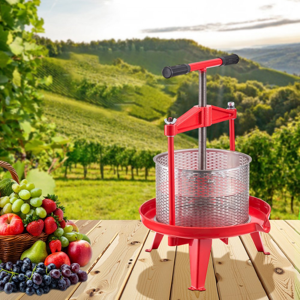 VEVOR 2.38 Gal/9L Fruit Wine Press, Stainless Steel Basket with Cross-beam and Triangular Structure, Manual Juice