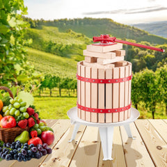 VEVOR 3.2 Gal/12L Fruit Wine Press, Solid Wood Basket with 8 Blocks, Heavy Duty Manual Juice Maker, Cider Apple Grape
