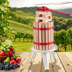 VEVOR 1.6 Gal/6L Fruit Wine Press, Solid Wood Basket with 8 Blocks, Heavy Duty Manual Juice Maker, Cider Apple Grape