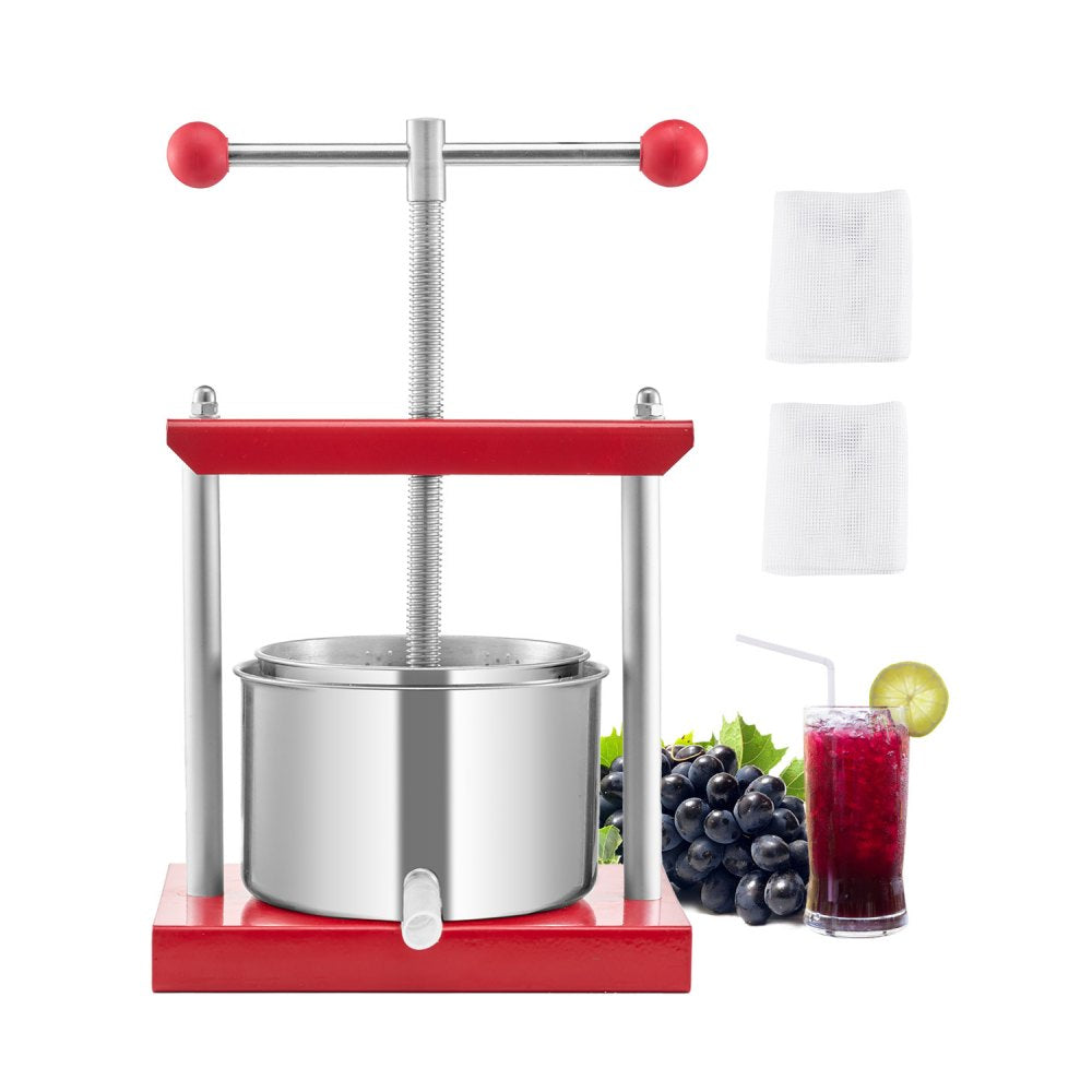 VEVOR 0.8 Gal/3L Fruit Wine Press, 2 Stainless Steel Barrels, Manual Juice Maker, Cider Apple Grape Tincture Honey