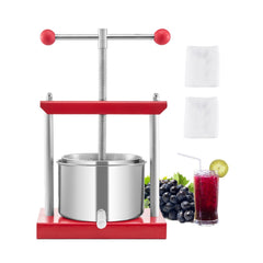VEVOR 0.8 Gal/3L Fruit Wine Press, 2 Stainless Steel Barrels, Manual Juice Maker, Cider Apple Grape Tincture Honey