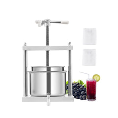 VEVOR 1.45 Gal/5L Fruit Wine Press, 2 Stainless Steel Barrels, Manual Juice Maker, Cider Apple Grape Tincture Honey