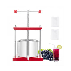 VEVOR 1.6 Gal/6L Fruit Wine Press, 2 Stainless Steel Barrels, Manual Juice Maker, Cider Apple Grape Tincture Honey