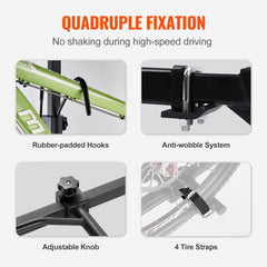 VEVOR Hitch Mount Bike Rack, 2-Bike Platform Style, 80 LBS Max Capacity Bike Rack Hitch for 1.25-/2-inch Receiver