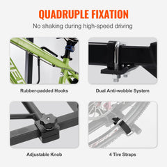 VEVOR Hitch Mount Bike Rack, 2-Bike Platform Style, 160 LBS Max Capacity Bike Rack Hitch for 2-inch Receiver, Titling