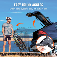 VEVOR Hitch Mount Bike Rack, 2-Bike Platform Style, 160 LBS Max Capacity Bike Rack Hitch for 2-inch Receiver, Titling