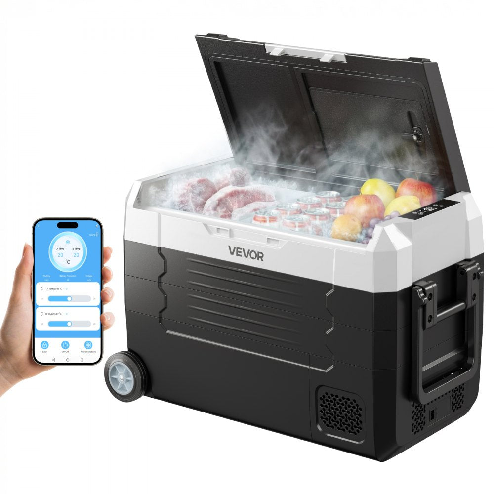 VEVOR Car Refrigerator, DC 12/24V AC100-240V Compressor Electric Cooler, -4°F to 68°F Truck Refrigerator with APP