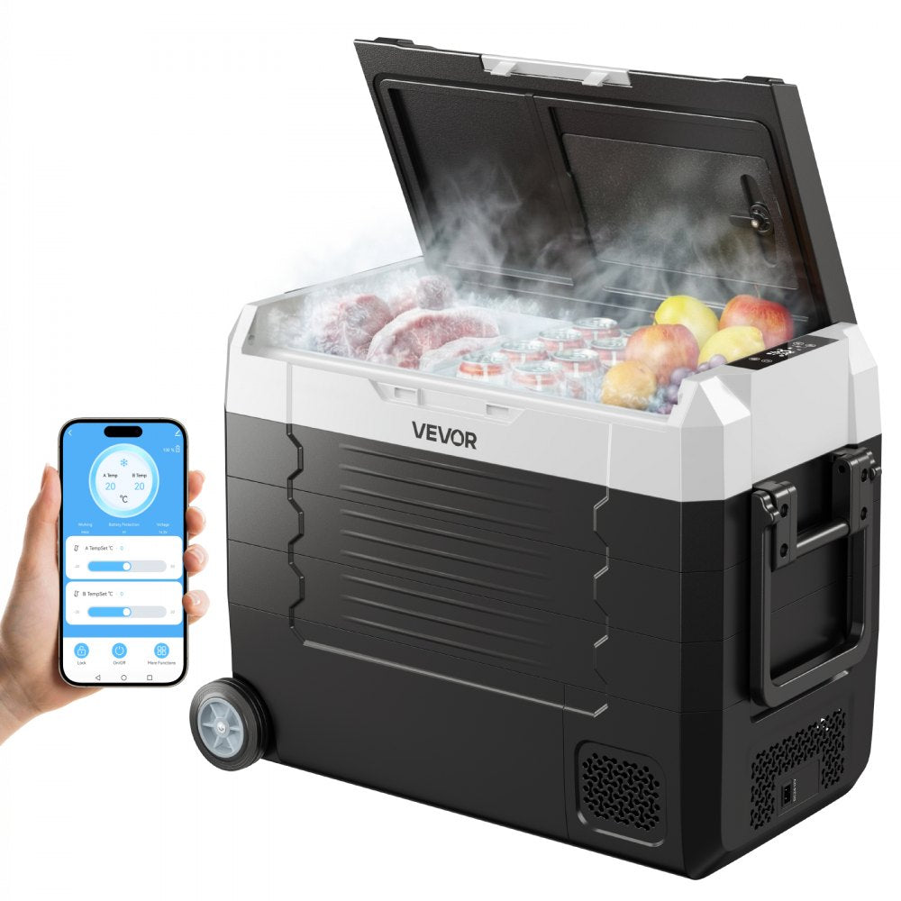 VEVOR Car Refrigerator, DC 12/24V AC100-240V Compressor Electric Cooler, -4°F to 68°F Truck Refrigerator with APP