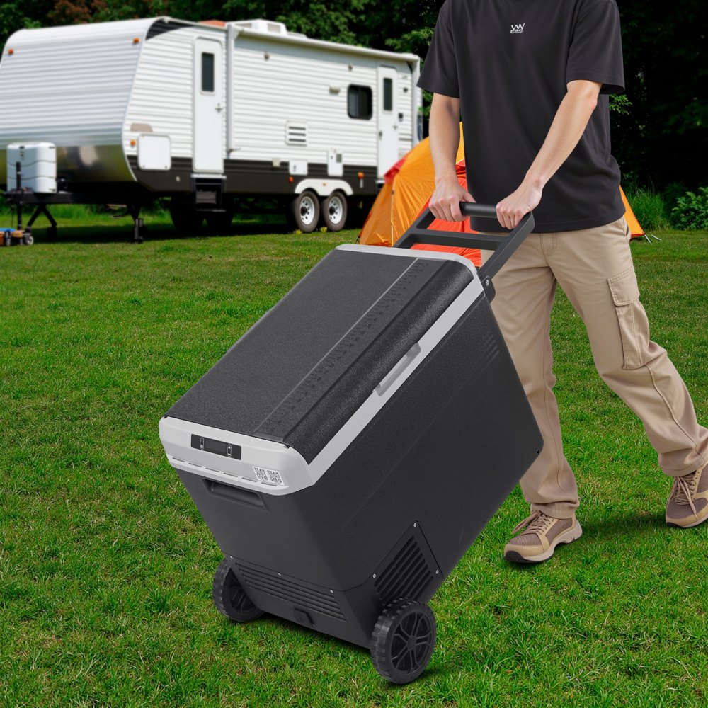 VEVOR 12 Volt Car Refrigerator, 63.4QT/60L Car Fridge, Portable Electric Cooler with Wheels and Handle, -4℉~68℉, 12/24V