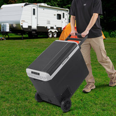 VEVOR 12 Volt Car Refrigerator, 63.4QT/60L Car Fridge, Portable Electric Cooler with Wheels and Handle, -4℉~68℉, 12/24V