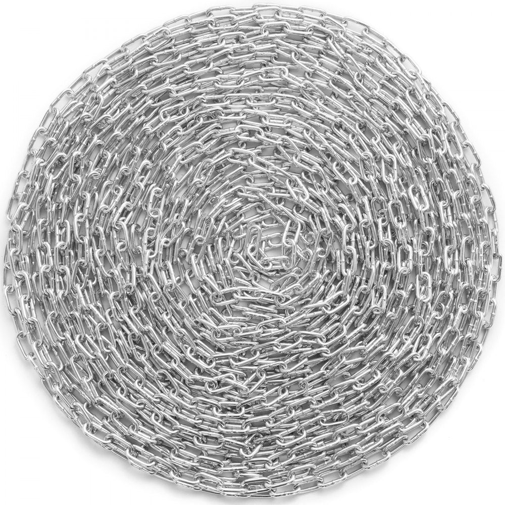 VEVOR Proof Coil Chain, 3/16" x 100', 1100 lbs Safe Working Load, Zinc Plated Proof Tested Coil Chain with Two Quick