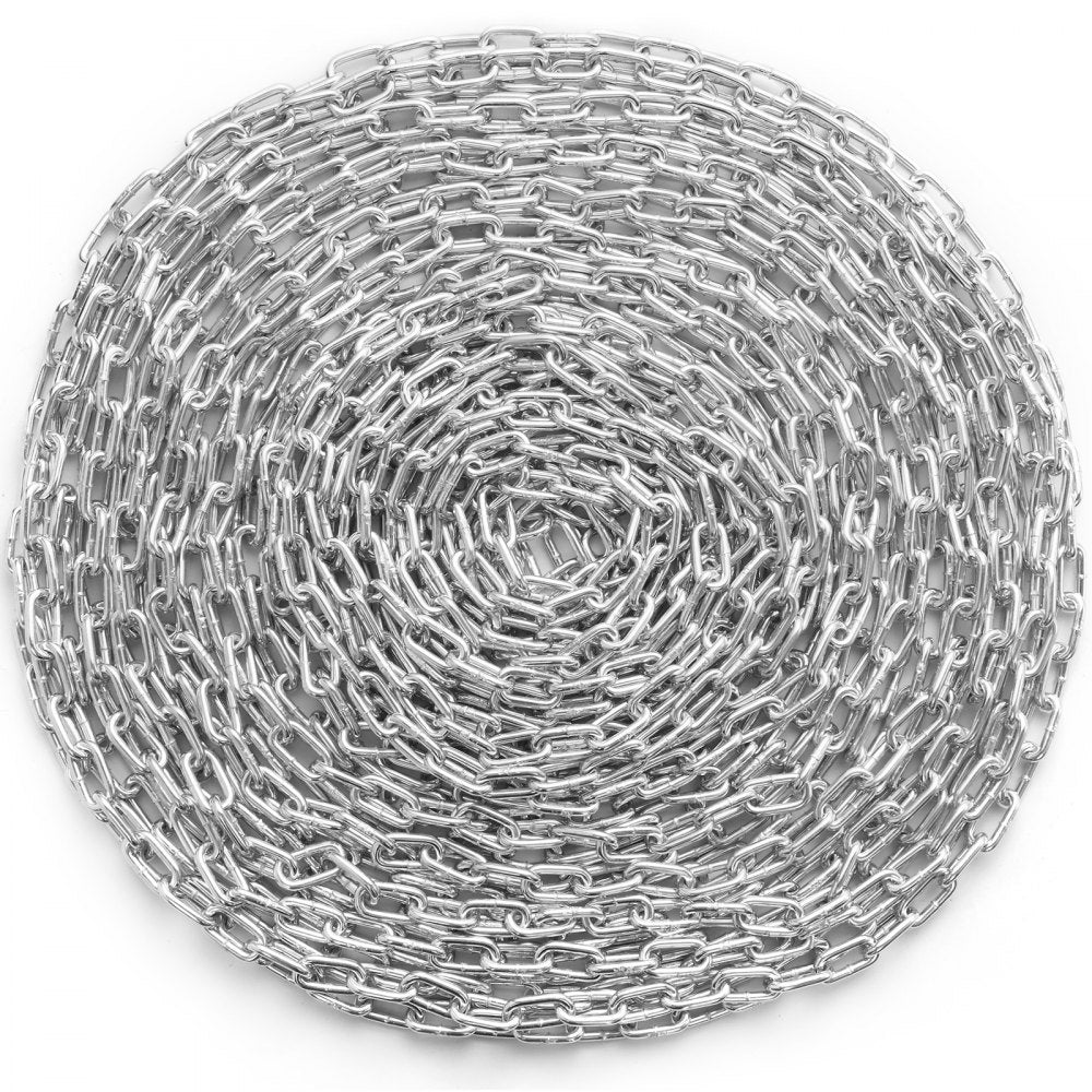 VEVOR Proof Coil Chain, 1/4" x 100', 1540 lbs Safe Working Load, Zinc Plated Proof Tested Coil Chain with Two Quick