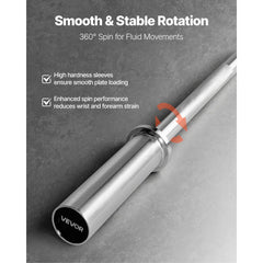 VEVOR 4FT Barbell Bar, Fits 2-Inch Weight Plates, Chrome Plated Barbell Bar with Knurled Grip for Strength Training
