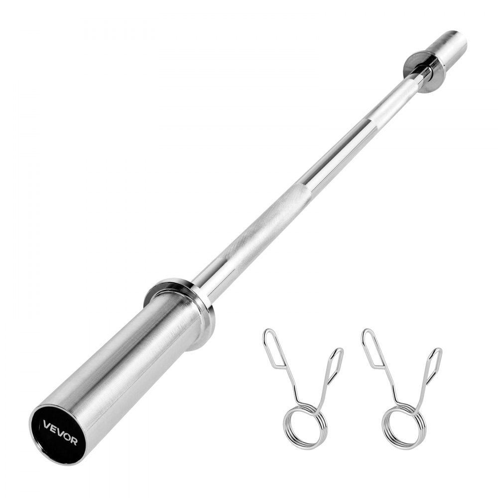 VEVOR 4FT Barbell Bar, Fits 2-Inch Weight Plates, Chrome Plated Barbell Bar with Knurled Grip for Strength Training