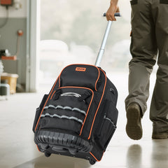 VEVOR Rolling Tool Backpack, 110 lbs Load Capacity, 72 Pockets Heavy Duty Roller Tool Bag on Wheels, Adjustable