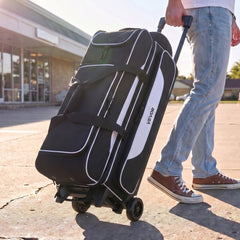 VEVOR 3 Ball Bowling Bag Double Roller Bag with Separate Shoe Compartment, for Bowling Shoes (Up To US Men Size 16)