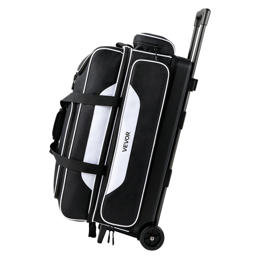 VEVOR 3 Ball Bowling Bag Double Roller Bag with Separate Shoe Compartment, for Bowling Shoes (Up To US Men Size 16)