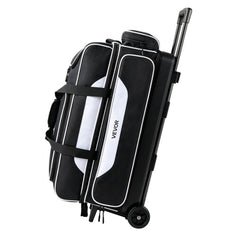 VEVOR 3 Ball Bowling Bag Double Roller Bag with Separate Shoe Compartment, for Bowling Shoes (Up To US Men Size 16)