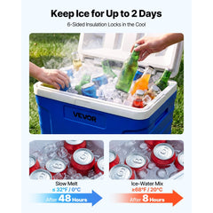 VEVOR Hard Cooler, 21QT Portable Rolling Cooler with Wheels, Leak-Resistant Coolbox Keeps Contents Cool for 48 Hours