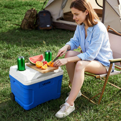 VEVOR Hard Cooler, 21QT Portable Rolling Cooler with Wheels, Leak-Resistant Coolbox Keeps Contents Cool for 48 Hours