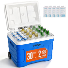 VEVOR Hard Cooler, 21QT Portable Rolling Cooler with Wheels, Leak-Resistant Coolbox Keeps Contents Cool for 48 Hours