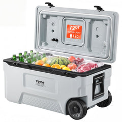 VEVOR Portable Cooler, 74 QT Wheeled Cooler with Ice Retention, Heavy-Duty Handles and Cup Holder, Lightweight Rigid