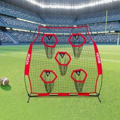 VEVOR 6 x 6 ft Football Trainer Throwing Net, Training Throwing Target Practice Net with 5 Target Pockets, Knotless Net