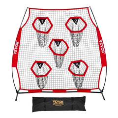 VEVOR 6 x 6 ft Football Trainer Throwing Net, Training Throwing Target Practice Net with 5 Target Pockets, Knotless Net