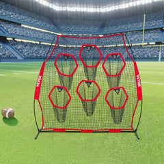 VEVOR 8 x 8 ft Football Trainer Throwing Net, Training Throwing Target Practice Net with 6 Target Pockets, Knotless Net