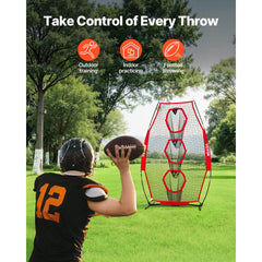 VEVOR 8 x 4 inch Football Trainer Throwing Net, Training Throwing Target Practice Net with 5 Target Pockets, Knotless