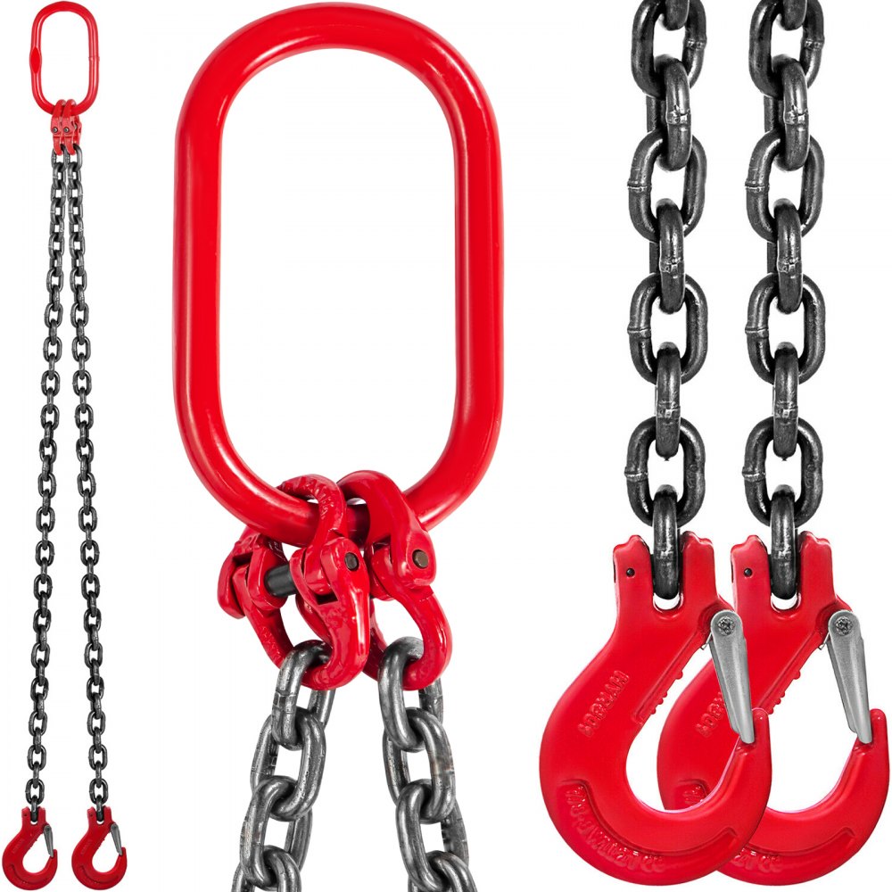 VEVOR Chain Sling, 3/8 inch x 5 ft Lifting Chains with Hooks, G80 Engine Chain Hoist Lifts, 11000 lbs/5 Ton Capacity