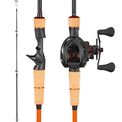 VEVOR Rod and Fishing Reel Combo, IM7 Carbon Fiber Baitcasting Rod and Reel Combo, Bass Fishing Pole with 6+1 BB