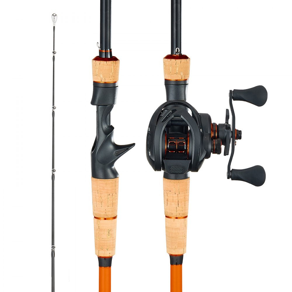 VEVOR Rod and Fishing Reel Combo, IM7 Carbon Fiber Baitcasting Rod and Reel Combo, Bass Fishing Pole with 7+1 BB