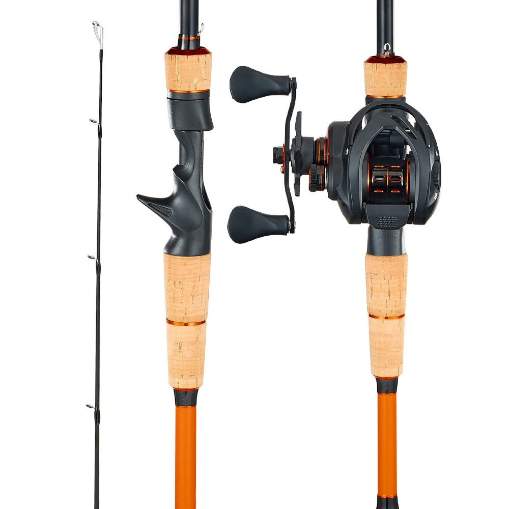 VEVOR Rod and Fishing Reel Combo, IM7 Carbon Fiber Baitcasting Rod and Reel Combo, Bass Fishing Pole with 7+1 BB