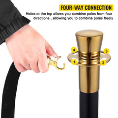 VEVOR Crowd Control Stanchion, Set of 6 Pieces Stanchion Set, Stanchion Set with 5 ft/1.5 m Black Velvet Rope, Black