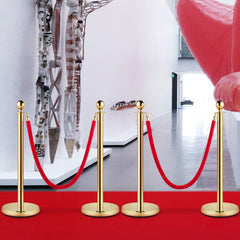 VEVOR Crowd Control Stanchion, Set of 4 Pieces Stanchion Set, Stanchion Set with 5 ft/1.5 m Red Velvet Rope, Crowd