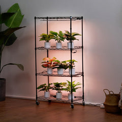 VEVOR Plant Stand with Grow Light, 4-Tier Plant Shelf with 45W Full Spectrum Grow Light, 3 Mode Plant Light with Timer