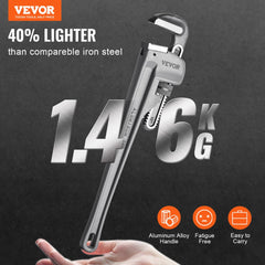 VEVOR 3-Piece Pipe Wrench Set, 10" 14" 18" Aluminum Straight Pipe Wrench, Adjustable Plumbing Wrench, with High