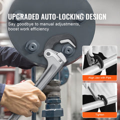 VEVOR Pipe Wrench, 14" Aluminum Straight Pipe Wrench, Automatic Jaw Adjustment, Adjustable Plumbing Wrench, Easy to