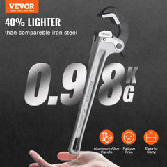 VEVOR Pipe Wrench, 14" Aluminum Straight Pipe Wrench, Automatic Jaw Adjustment, Adjustable Plumbing Wrench, Easy to