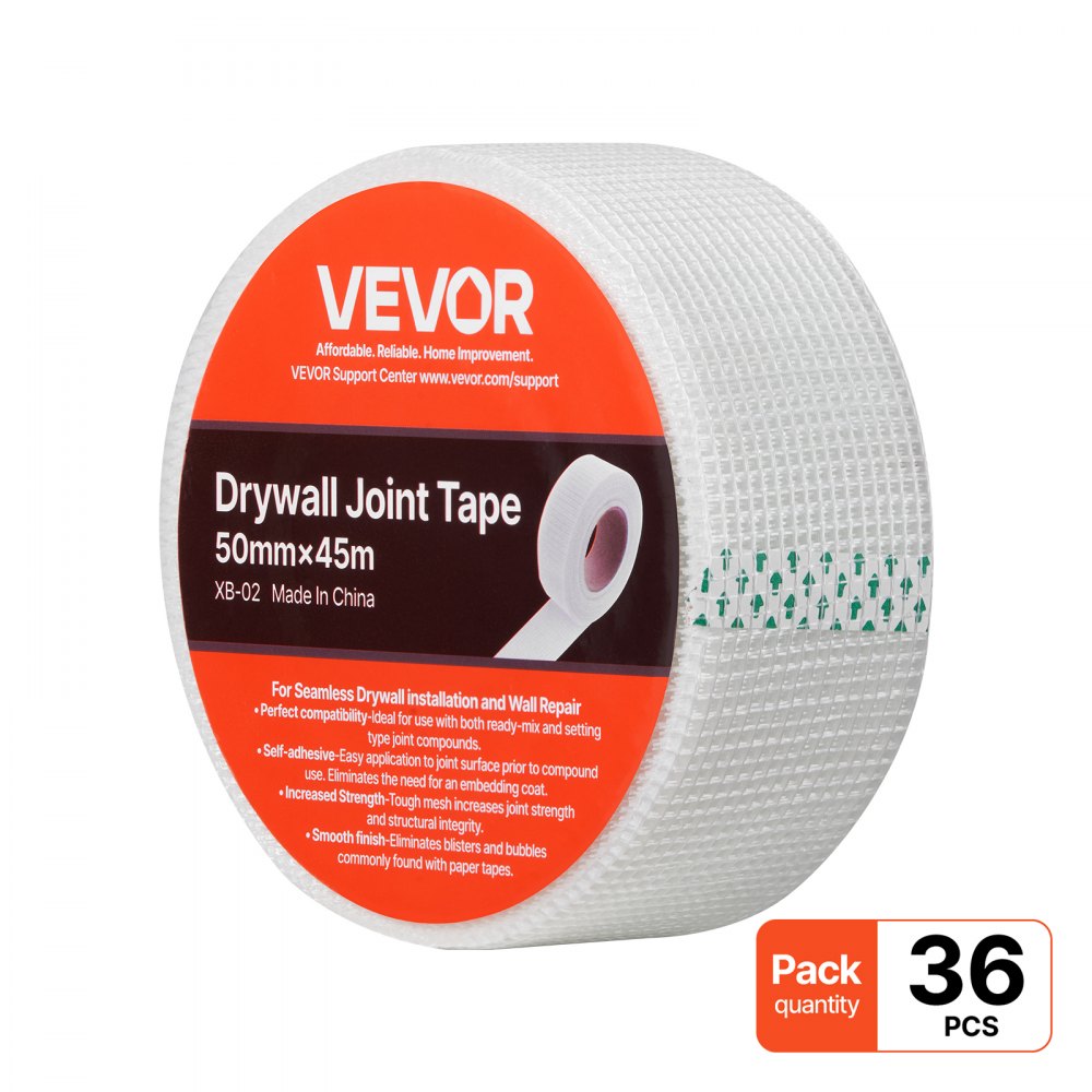 VEVOR Drywall Mesh Tape, 1.97 inch W x 147.64 ft L Self-Adhesive Fiberglass Drywall Joint Tape, 36 Rolls Dry Wall Patch