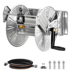 VEVOR Wall Mounted Garden Hose Reel, Holds 150 ft 5/8-inch Water Hose Winder, Heavy-Duty Stainless Steel, Outdoor