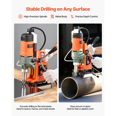 VEVOR Magnetic Drill Press, 1400 W, 2 inch Boring Diameter, 0-750 RPM Speed, Reversible Direction, Mag Drill Press with