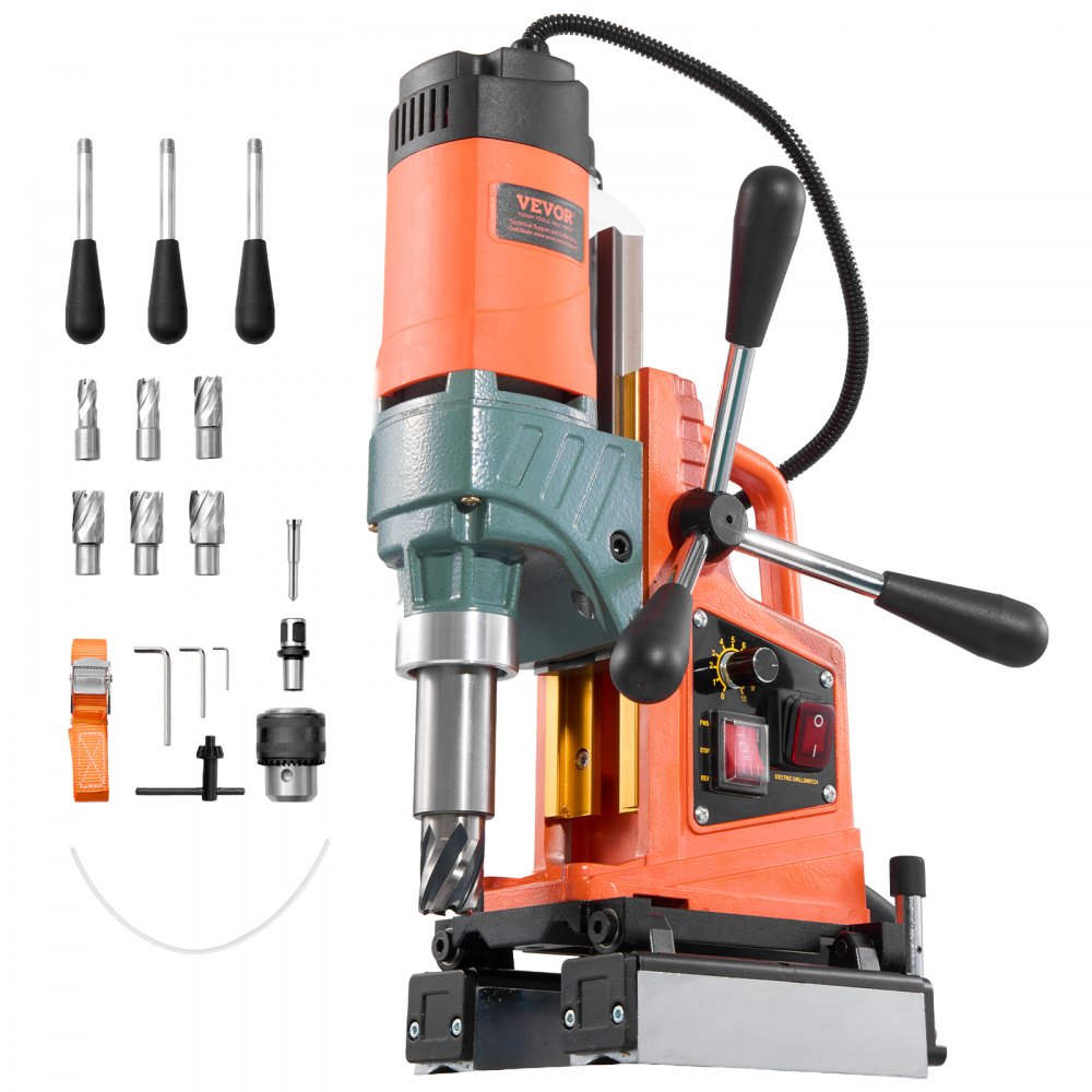 VEVOR Magnetic Drill Press, 1400 W, 2 inch Boring Diameter, 0-750 RPM Speed, Reversible Direction, Mag Drill Press with