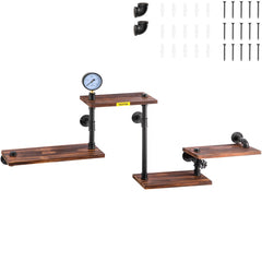 VEVOR Industrial Pipe Shelving, Pipe Shelves with 4-Tier Wood Planks, Rustic Floating Shelves Wall Mounted, Wall Shelf