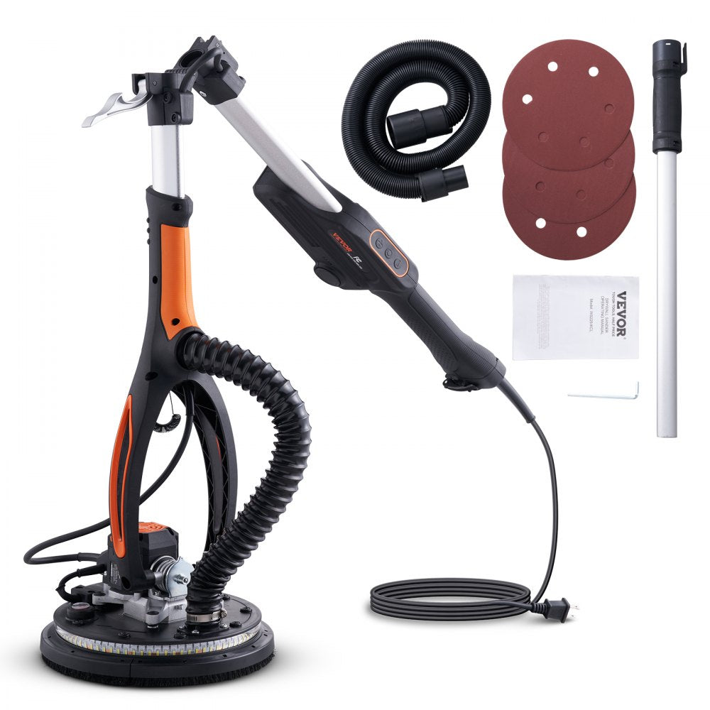 VEVOR Drywall Sander, 800W Brushless Motor Electric Sander, Variable Speed 1000-2300 RPM Wall Sander, Foldable Ceiling